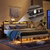 Bestier King Size Bed Frame，Metal Platform Bed with Wood Storage Headboard LED Lights and Charging Station - 2 of 4