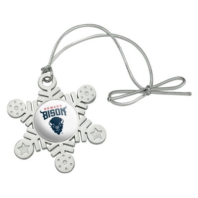 Howard University Bison Primary Logo Metal Snowflake Christmas Tree Holiday Ornament