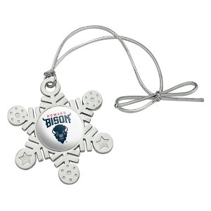Howard University Bison Primary Logo Metal Snowflake Christmas Tree Holiday Ornament - 1 of 3