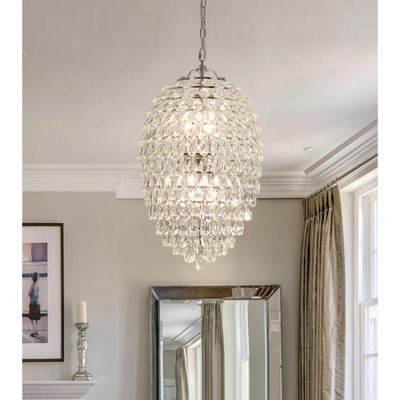 LLHZSY Modern Luxury Crystal Pendant Chandelier 6-Lights Fixture for Kitchen Island Dining Room Living Room - Chrome - W14" x H23"