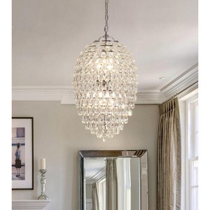 LLHZSY Modern Luxury Crystal Pendant Chandelier 6-Lights Fixture for Kitchen Island Dining Room Living Room - Chrome - W14" x H23" - 1 of 4