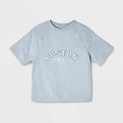 Детские футболки Cat & Jack Boys' Short Sleeve 100% Cotton Seamed Oversized Slub Fit Graphic T-Shirt - Cat & Jack™ Light Blue S — фото 2