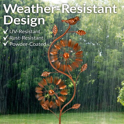 Copper Powder-Coated Iron Twirling Twigs 48" Garden Wind Spinner