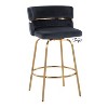 Set of 2 Cinch-Claire Counter Height Barstools Gold/Black - LumiSource: Velvet Upholstery, Swivel, Footrest, Metal Frame - 2 of 4
