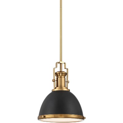 Possini Euro Design Black Burnished Brass Mini Pendant Light 9 3/4" Wide Modern Bowl Fixture for Kitchen Island Dining Room