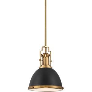 Possini Euro Design Black Burnished Brass Mini Pendant Light 9 3/4" Wide Modern Bowl Fixture for Kitchen Island Dining Room - 1 of 4