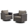 POCASSY Square Armrest Outdoor Swivel Rocker Patio Chairs Set of 2, Brown Wicker Furniture Swivel Patio Chairs for Porch, Poolside, Deck - 3 of 4