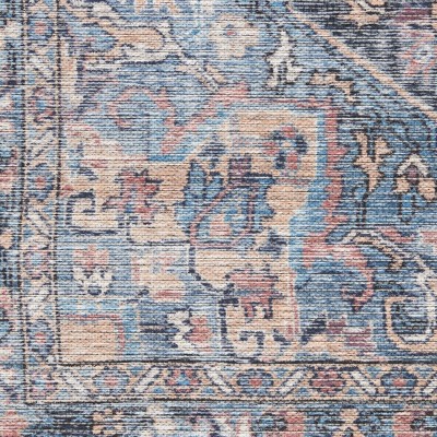Light Blue Multi Floral Cotton Chenille Runner Rug 2' x 6'
