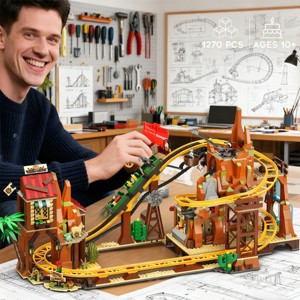 1270PCS Western Roller Coaster Building Set Mining Coaster Model Playset Gift for Adults Teens Kids  Aged 10+ - 1 of 4