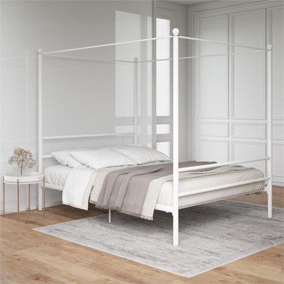 Kora Metal Canopy Bed in Full White - DHP