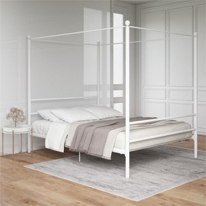 Kora Metal Canopy Bed in Full White - DHP - 1 of 4