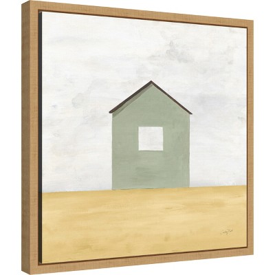 Rural Barn Simplicity II Green and Brown Canvas Print with Maple Frame