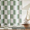 Sage Green Checkered Shower Curtain, Vintage Retro Bath Curtain, 72x72 Inch Washable Fabric. - 4 of 4