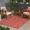 GDFStudio Chisum 5'3" x 7' Outdoor Trellis Area Rug, Red/Ivory - 2 of 4