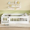CAVINAS Twin Size Wood Montessori Bed,Modern Floor Bed with Heightened Safety Guardrails and Door,Toddler Bed for Bedroom - 2 of 4