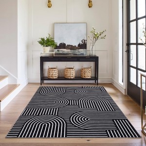 Area Rug, Washable Rug ¨C Modern Abstract Stripe Soft Non-Slip Non-Shedding Low Pile Neutral Floor Carpet for Living Room Dining Room Kids Room - 1 of 4