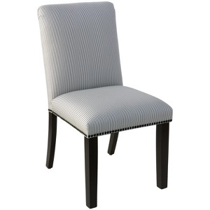 Shelly Nail Button Dining Chair Charcoal Stripe with Black Nail Buttons - Cloth & Co., Adult Unisex, Stripe Grey