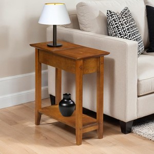 HomeStock Belmont Narrow Wedge End Table with Open Shelf, Beveled Edges and Tapered Legs Perfect Between Chairs or Small Spaces - 1 of 4