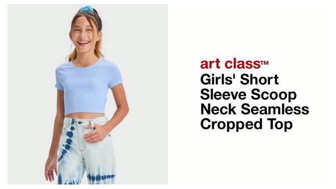Girls' Short Sleeve Scoop Neck Seamless Cropped Top - art class™, 2 of 7, play video