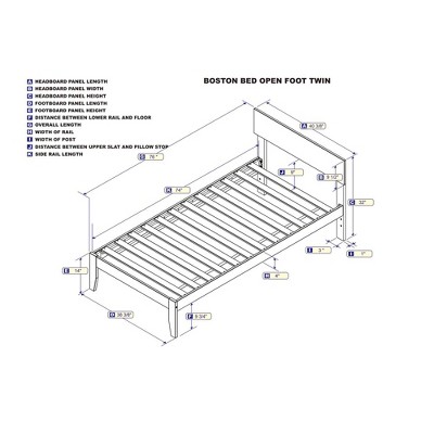 Twin Gray Solid Wood Panel Headboard Bed Frame