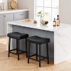 Saddle Bar Stools, Counter Height Barstools with Thickened Cushion, Faux Leather Padded Kitchen Chairs for Dinning Room, Kitchen Island, Home Bar - 2 of 4