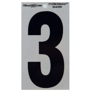 Hillman 5 in. Reflective Black Vinyl Self-Adhesive Number 3 1 pc (Case of 6) - 1 of 1