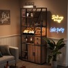Bar Cabinet with Power Outlets, 71.2" Tall Wine Liquor Cabinets with LED Lights and Glass Holder, Coffee Bar Station for Living Room - 3 of 4