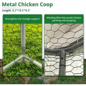 Garvee Large Metal Chicken Coop Walk-In Run with Lockable Doors PVC-Coated Wire Mesh and Water Bottle - 1 of 4