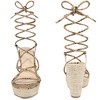 BLISSFUL STEP Women's Snake Print Open Toe Lace Up Wedge Sandals - 2 of 3