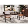 3-Piece Kitchen Table Set for 2, Wooden Dining Table Set for Small Place, Farmhouse Table Set with Table and Chair for Small Rooms or Flats, Brown - 2 of 4