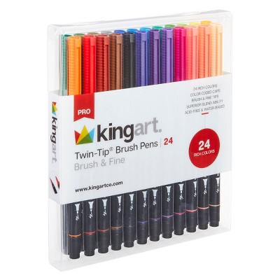 KINGART PRO Twin-Tip Brush Pens 24 Colors