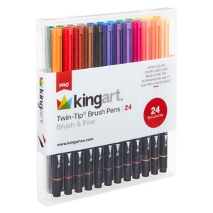 KINGART PRO Twin-Tip Brush Pens 24 Colors - 1 of 4
