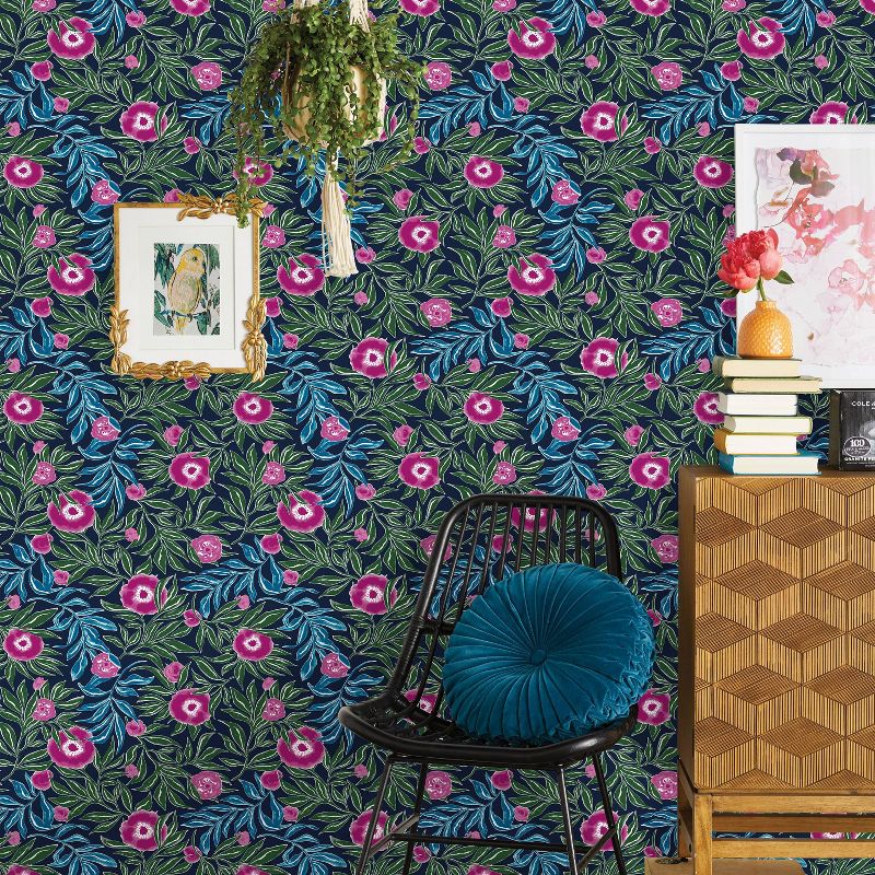 Marker Floral Peel &#38; Stick Wallpaper Blue - Opalhouse&#8482;, 1 of 6