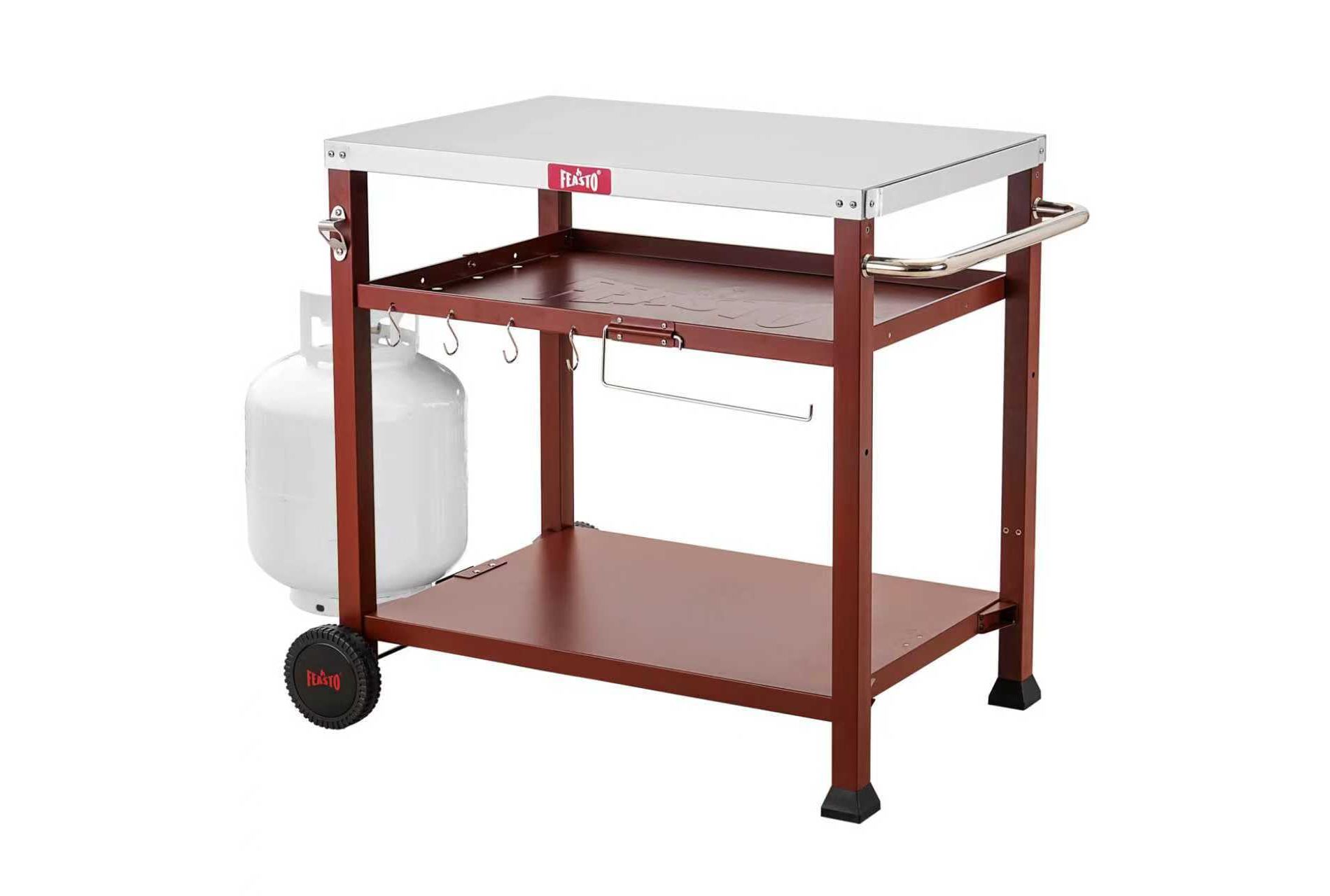 Feasto 3-Shelf Pizza Oven Table with 33.5" x 21.7" Stainless Tabletop, Outdoor Grill Cart