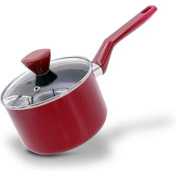 NutriChef Saucepan Pot with Lid - Non-stick High-Qualified Kitchen Cookware with See-Through Tempered Glass Lids, 2 QT.