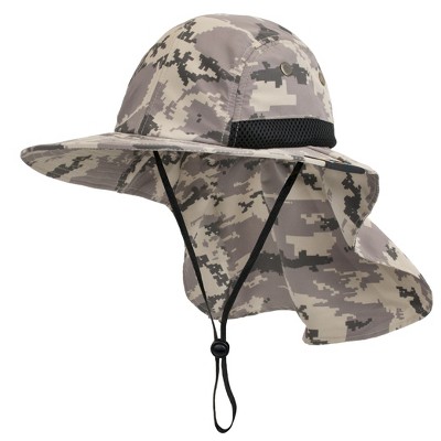 Sun Cube Sun Hat For Men, Wide Brim Fishing Hat Neck Flap Cover Men, Women,  Hiking, Camping, Sun Protection Uv, Gardening (gray Camo) : Target