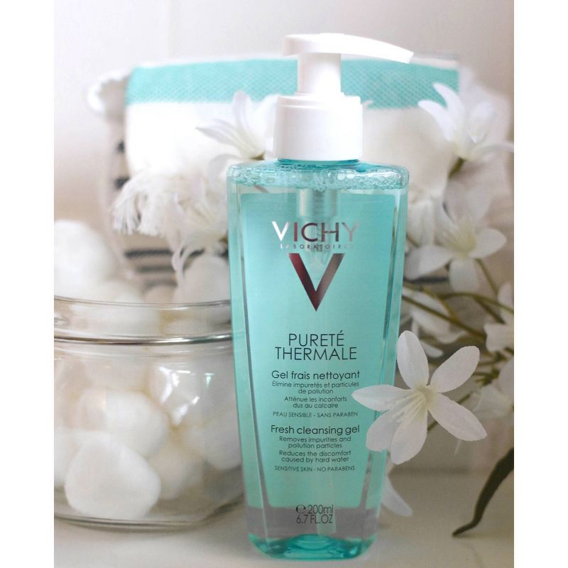 Vichy Cleansing Gel Face Wash, Puret&#233; Thermale Fresh Facial Cleanser &#38; Makeup Remover with Vitamin B5 - Unscented - 6.75oz, 6 of 8