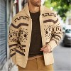 Attraco Men's Fall/Winter Fashion Jacquard Knit Long-Sleeve Zip-Up Lapel Cardigan Sweater - 3 of 4