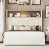 Polibi Velvet Bed Frame with Tufted Headboard, Shelf Storage, USB Ports & LED Light - 2 of 4