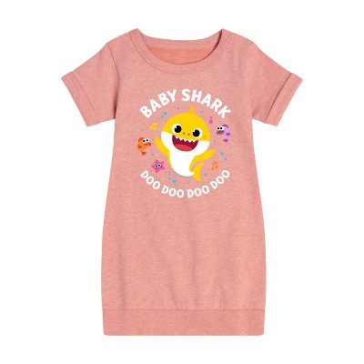 - Baby Shark - Baby Shark Doo Doo Doo Doo Graphic Short Sleeve Fleece Dress