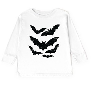 Halloween Bats Distressed - Toddler Long Sleeve Graphic Tee and Youth Long Sleeve Graphic T-Shirt - 1 of 3