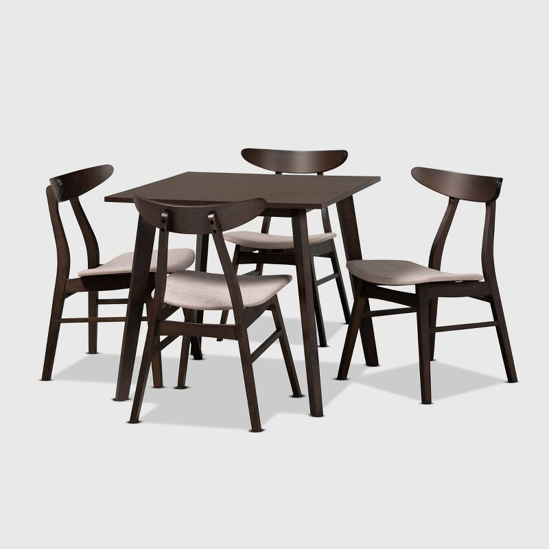 5pc Britte Fabric Upholstered Wood Dining Set  - Baxton Studio, 1 of 10