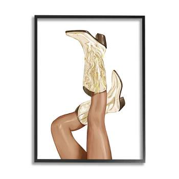 Stupell Industries Country Cowgirl Boots Fashion Framed Giclee Art