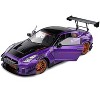 2022 Nissan Skyline GT-R (R35) Liberty Walk Body Kit 2.0 RHD Purple Met w/Black & Carbon Hood 1/18 Diecast Model Car by Solido - 2 of 4