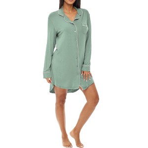 ADR Womens Sleep Shirt 100% Cotton Lightweight Night Shirt Pajama Button Down Top - 1 of 3