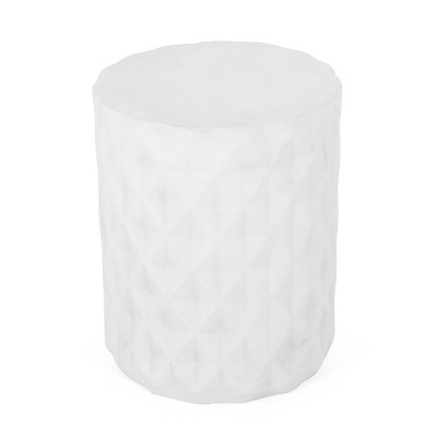 Antique White Lightweight Concrete Cylindrical Side Table