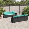 vidaXL 9 Piece Patio Sofa Set with Cushions Black and Blue Poly Rattan - 2 of 4