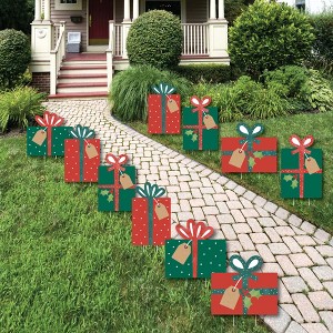 Big Dot of Happiness Happy Holiday Presents - Lawn Decorations - Outdoor Christmas Party Yard Decorations - 10 Piece - 1 of 4
