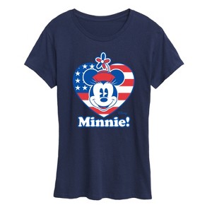 Women's - Disney - Minnie Flag Heart Short Sleeve Graphic T-Shirt - 1 of 4