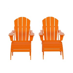 WestinTrends Malibu HDPE Outdoor Patio Folding Poly Adirondack Chairs with Ottomans (4-Piece Conversation Set) - 1 of 4